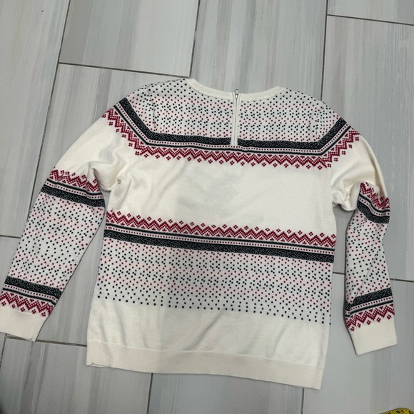 Talbots Black White Red Fair Isle Skier Thermawarmth Sweater L Large - Picture 6 of 6